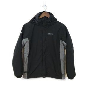 Marmot Womens Black Gray Color Block Minimalist Hooded Jacket Size XL Zip Fleece